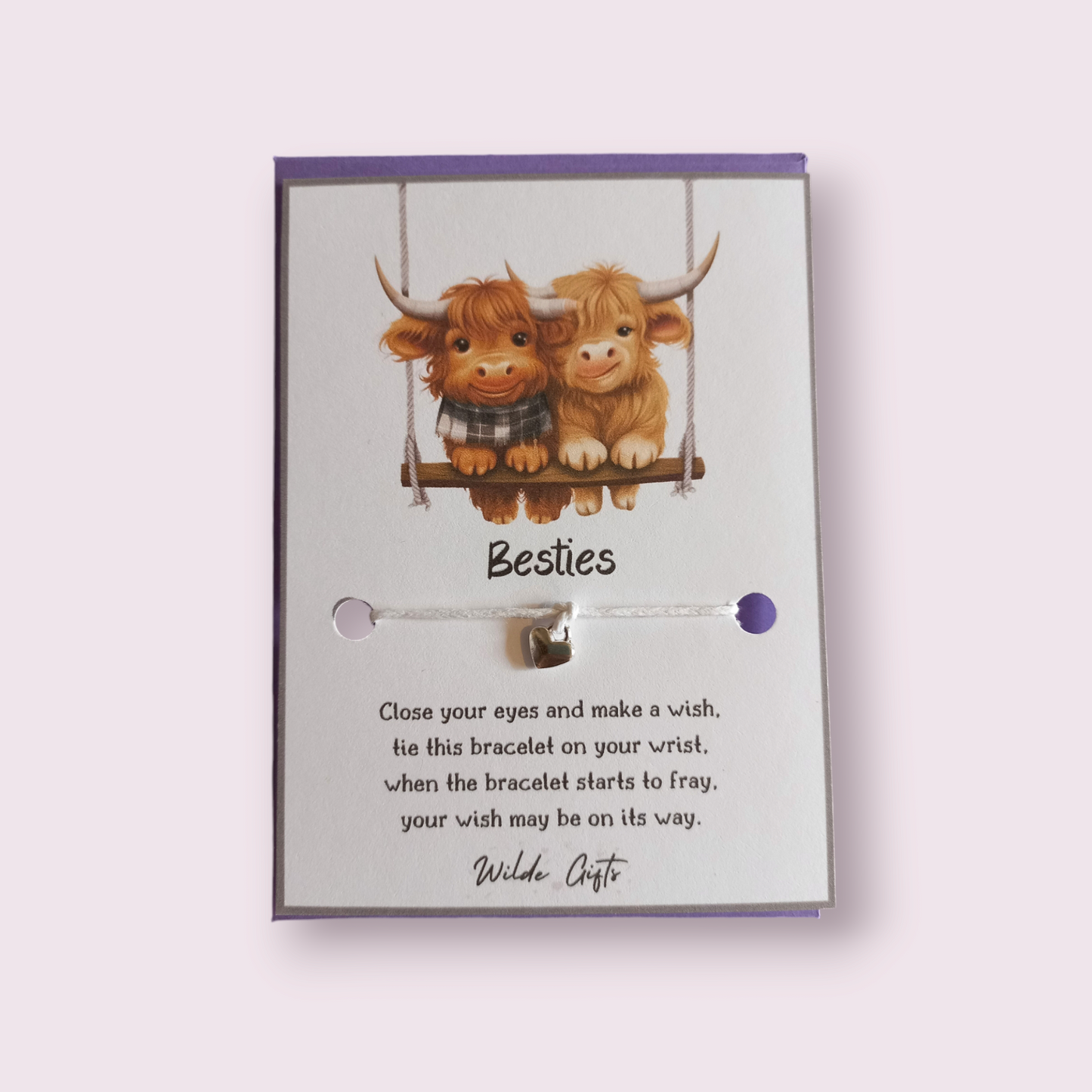 Highland Cow Besties wish bracelet (WB1324)