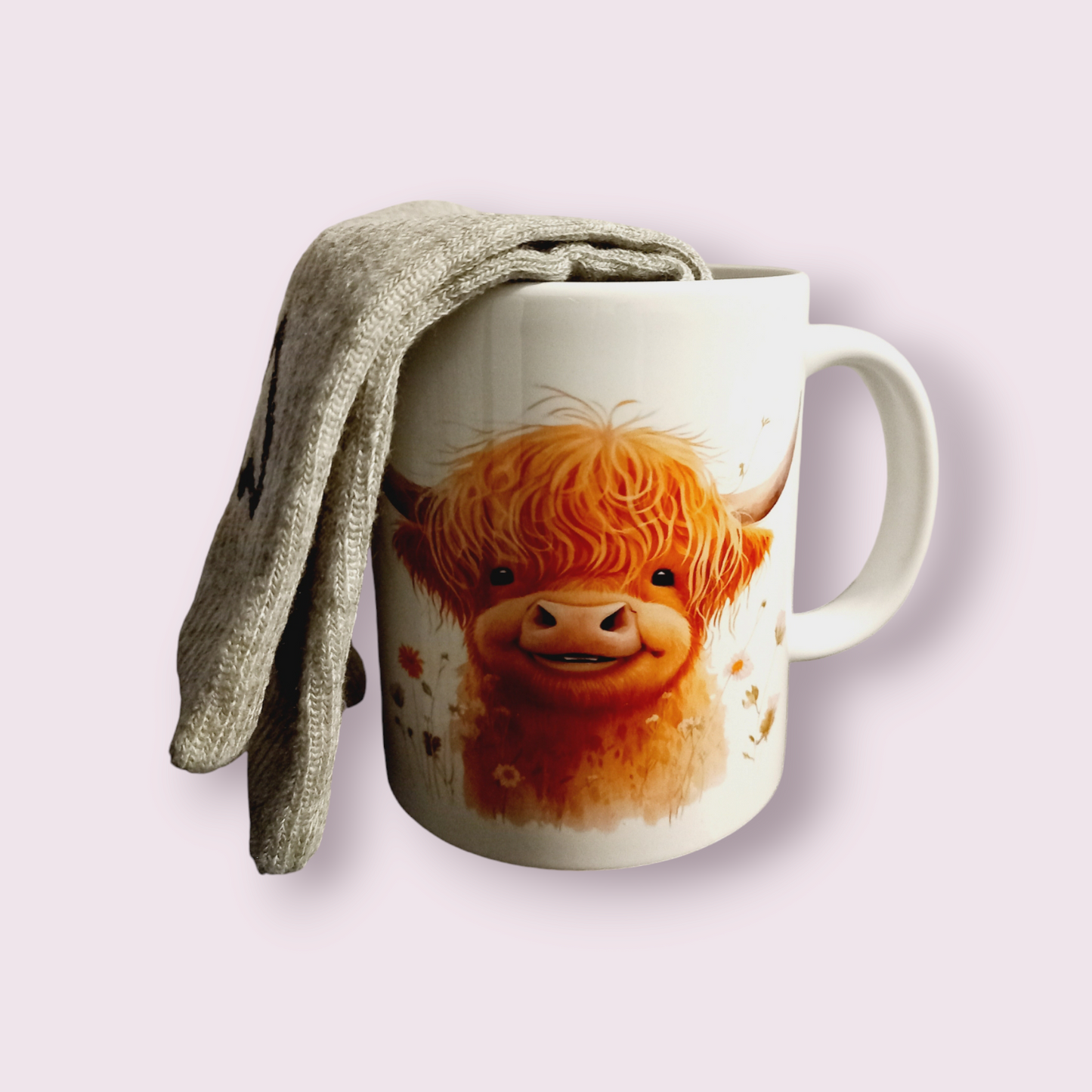 Highland cow mug & socks gift set